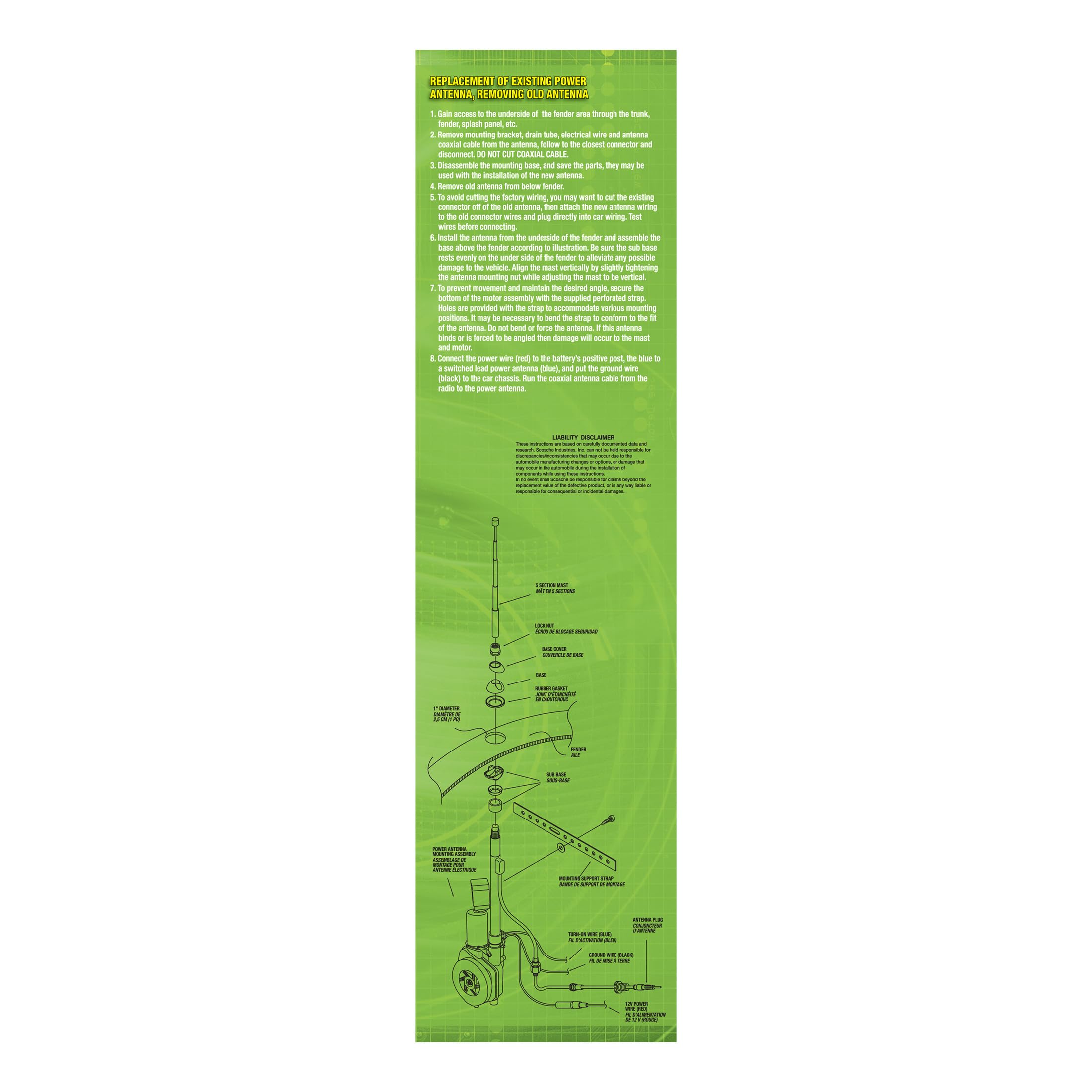 Scosche EPA82F Antenne électrique entièrement automatique pour radio de voiture, camion ou SUV – Antenne télescopique – Compatible avec radio AM/FM – Facile à installer pour une meilleure réception