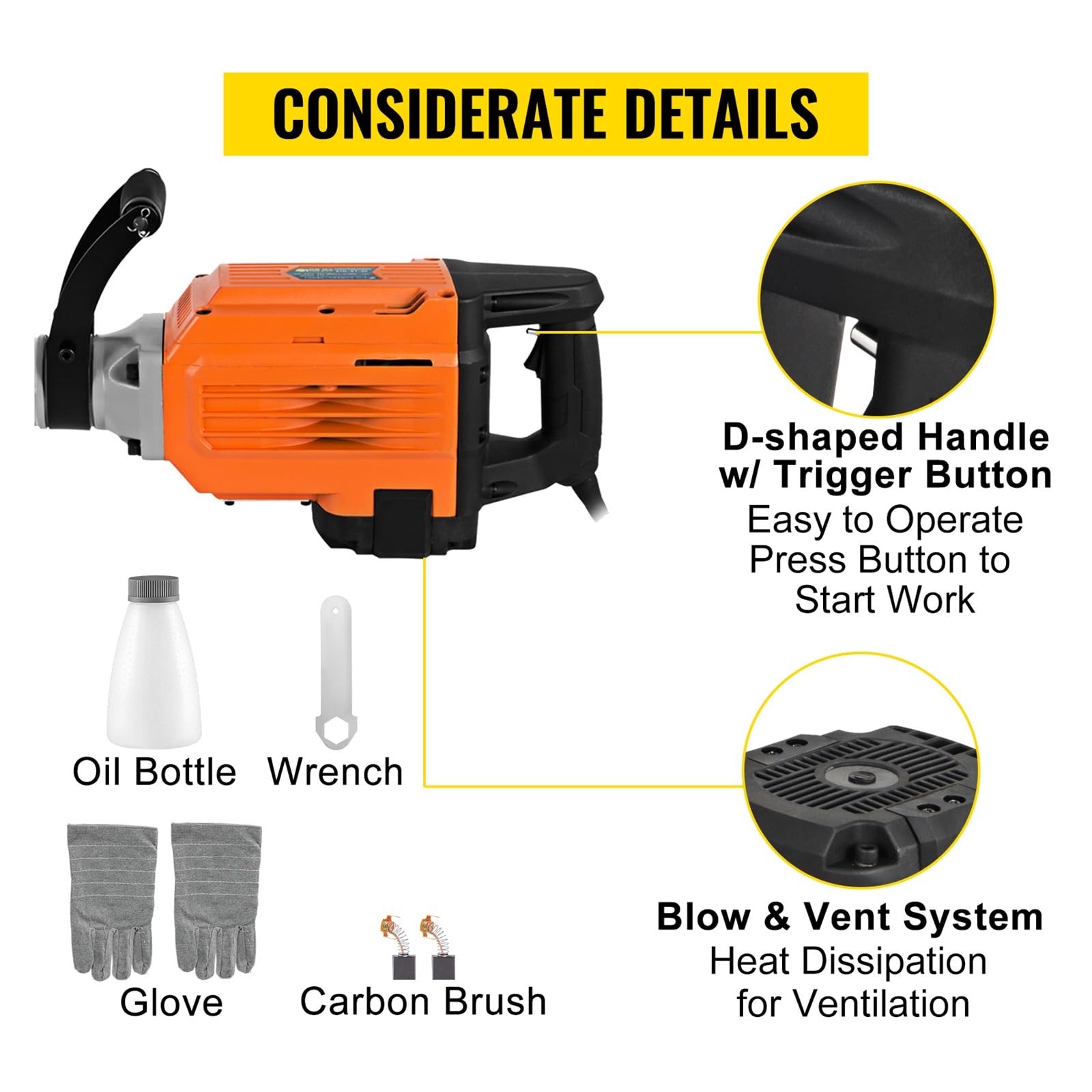 1400W 1500W 3600W Jack wyburzeniowy wielofunkcyjny młot udarowo-obrotowy kruszenie betonu młot elektryczny narzędzie wiertarka udarowa(1400W)