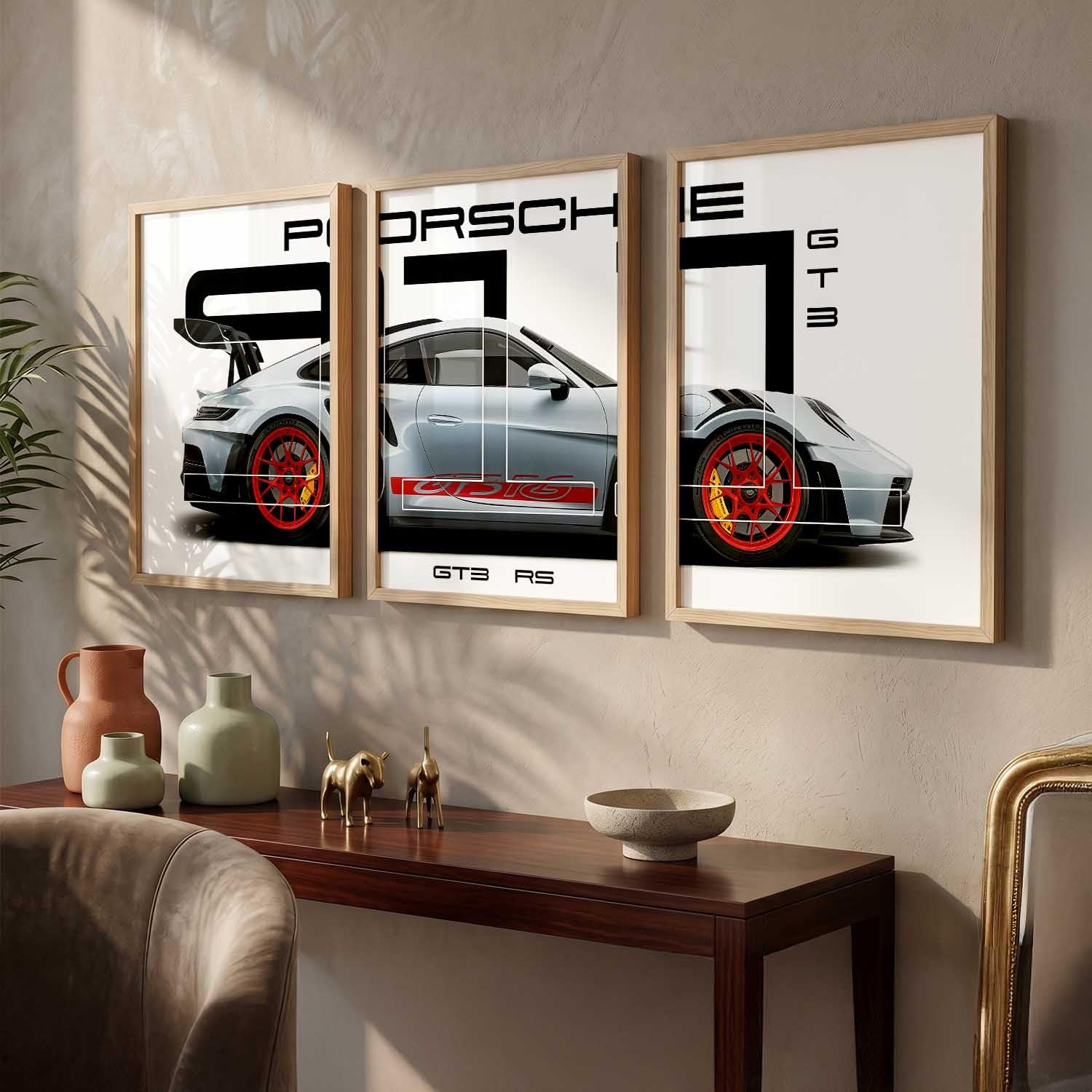 Porsche Car Posters - Set of 3 Framed Wall Art -5 Porsche Car Posters - Set of 3 Framed Wall Art -5