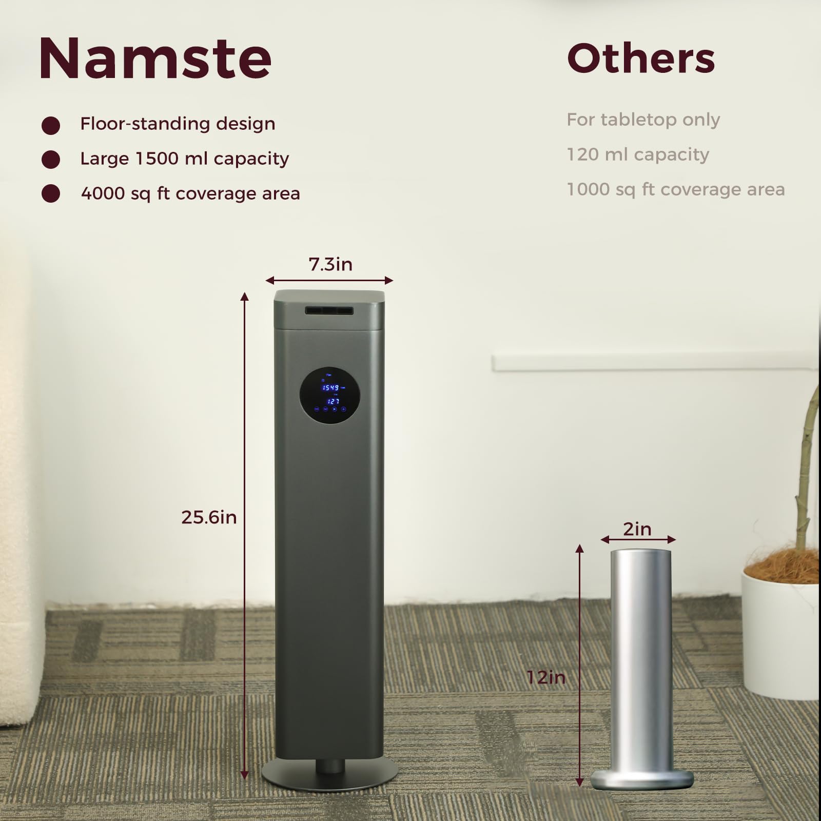 Difusor de aceite esencial de 25 pulgadas para habitación grande, difusor sin agua de 1500 ml, cobertura de 4000 pies cuadrados, tecnología de difusor de aire frío, control táctil y Bluetooth para