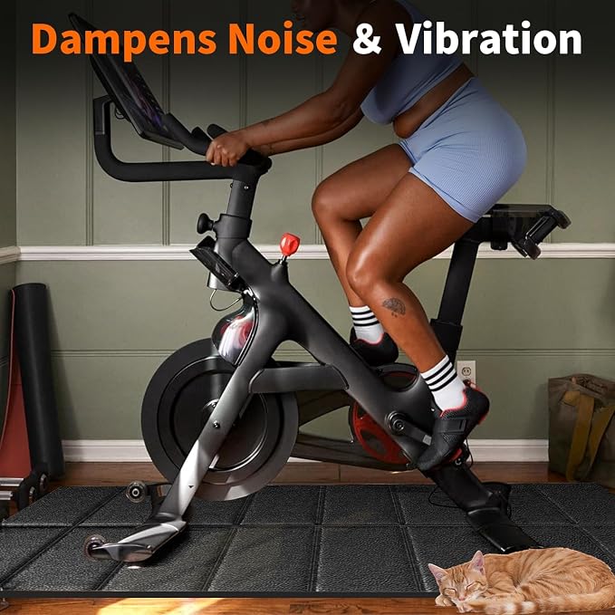 THAILE Esterilla para bicicletas de ejercicio, 63" x 30" x 4mm, protector de piso para bicicletas compatibles con Peloton, trotadoras y caminadoras miniatura 5
