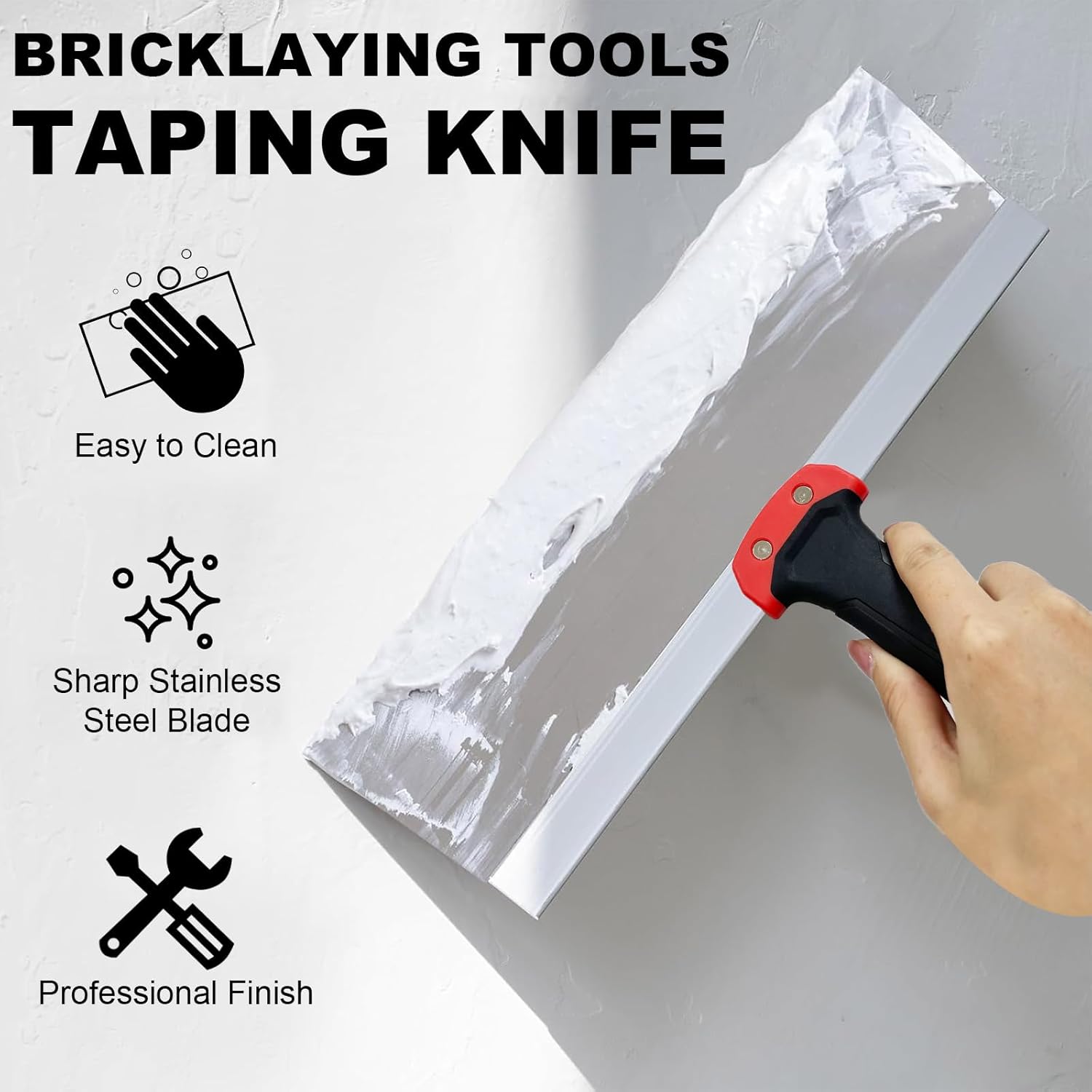 Drywall Taping Knife Set, 6 Pcs Stainless Steel Taping Knives Includes 6”,8”,10”,12”,14”, 3” Multifunctional Paint Scraper, Perfect Hand Tools for Drywall Joint Taping, Finishing and Patching
