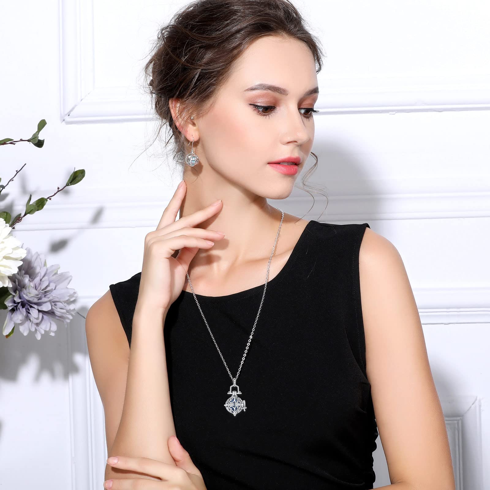 Collar Mujer Colgante Difusor Aromaterapia Colgante Aceites Esenciales Aromaterapia Collares Aromaterapia Difusor Perfume Personalizado Bisutería Mujer Niña Hermanas, 7PCS, 24"