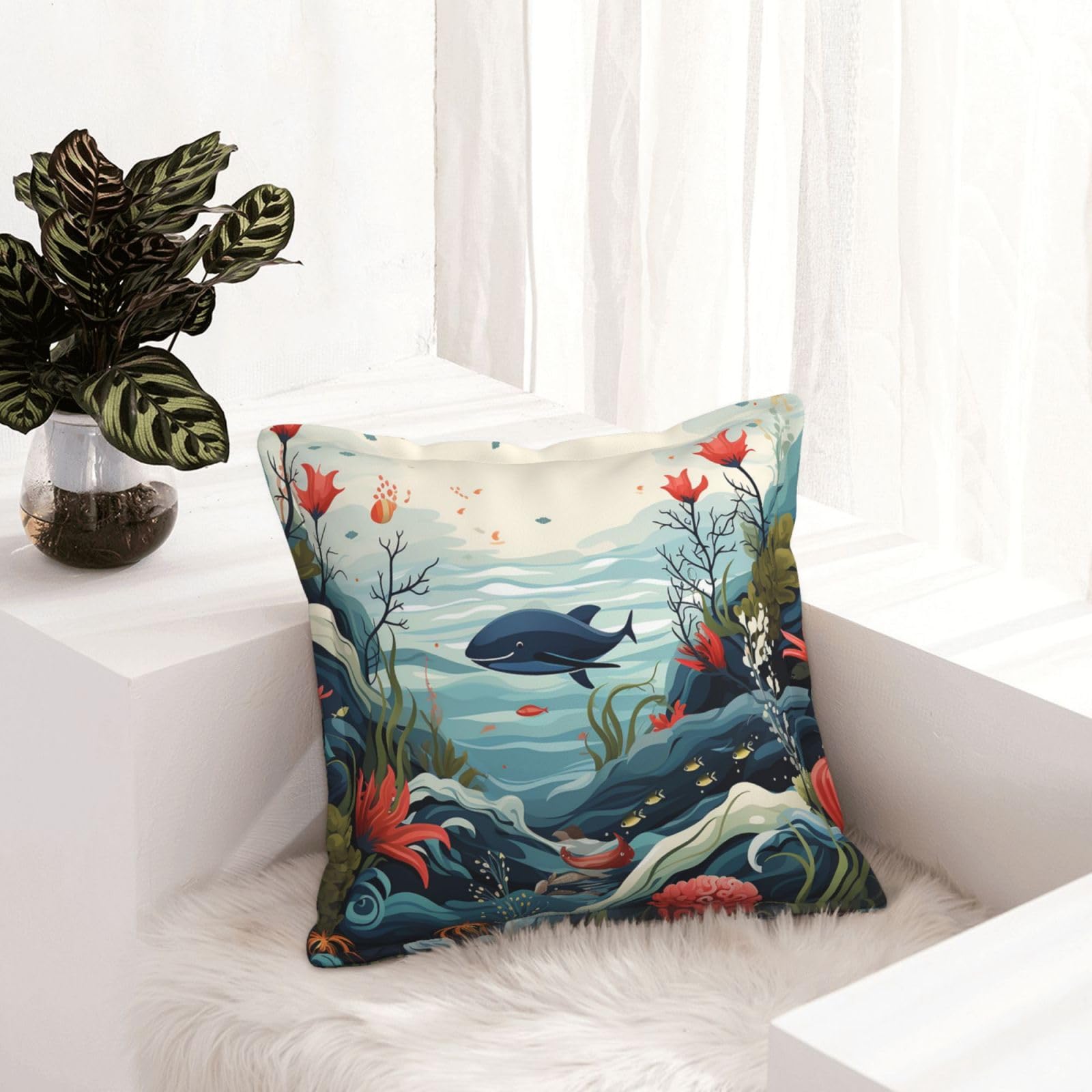 Housse de coussin marin 50x50 cm pour décoration de canapé