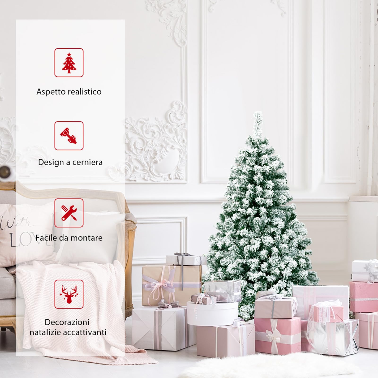 RELAX4LIFE Árbol de Navidad con 928 puntas y 250 luces LED blanco cálido, bonita decoración ideal para el hogar, tienda (230 cm)