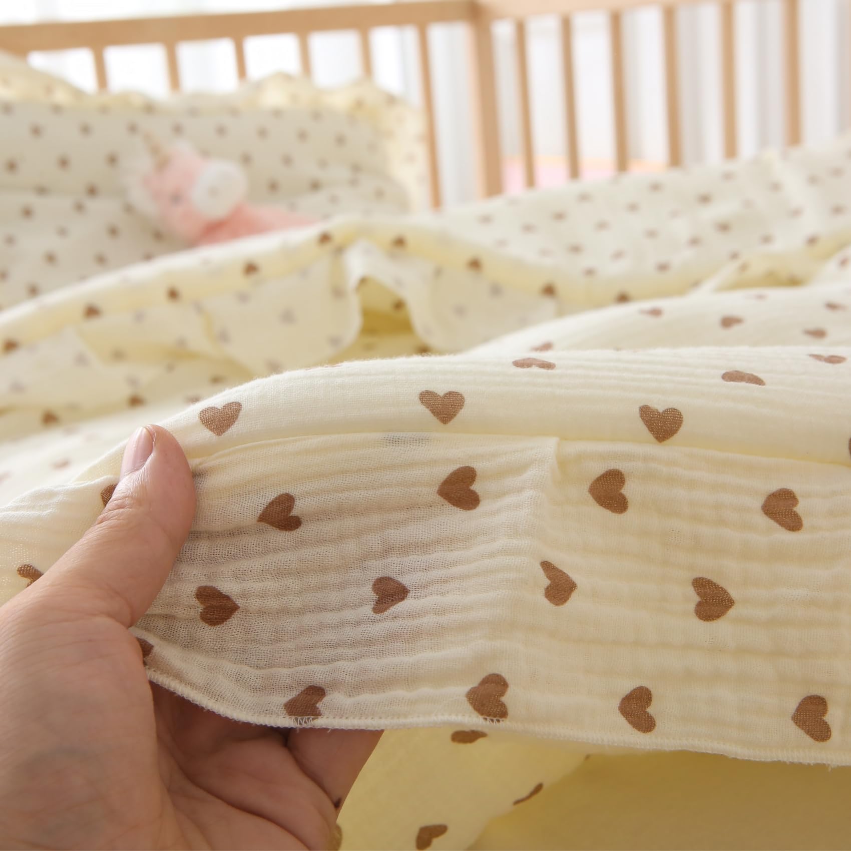 Edredón de muselina 100% algodón para cuna, manta reversible ultra suave y acogedora, mantas para niños y niñas para todas las estaciones, lavable a máquina, 41 x 48 pulgadas