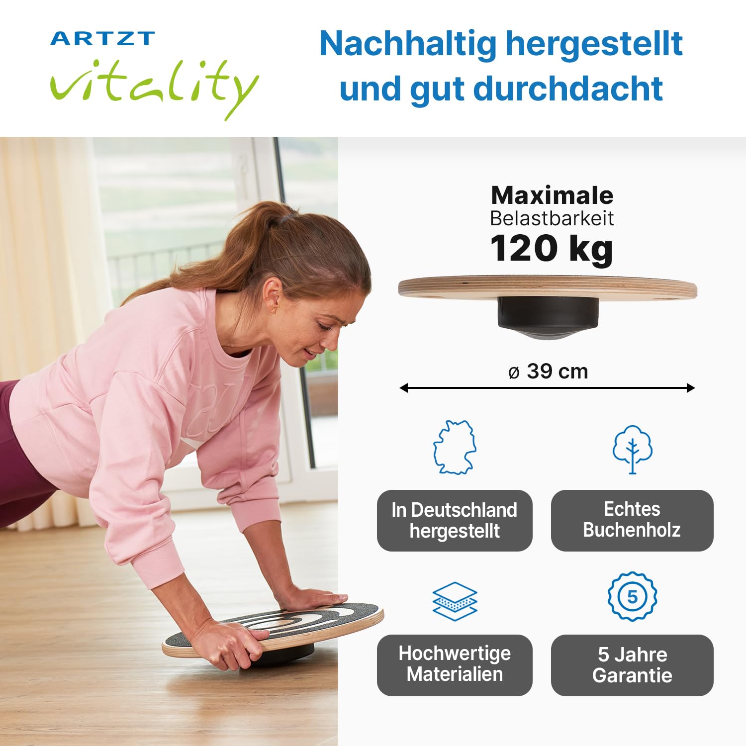 Wobblesmart Therapiekreisel | Verstellbare Schwierigkeitsstufen | Ideal für Rehabilitation, Prävention und Leistungstraining | Max. 120 kg Belastbarkeit | 24 Monate Garantie