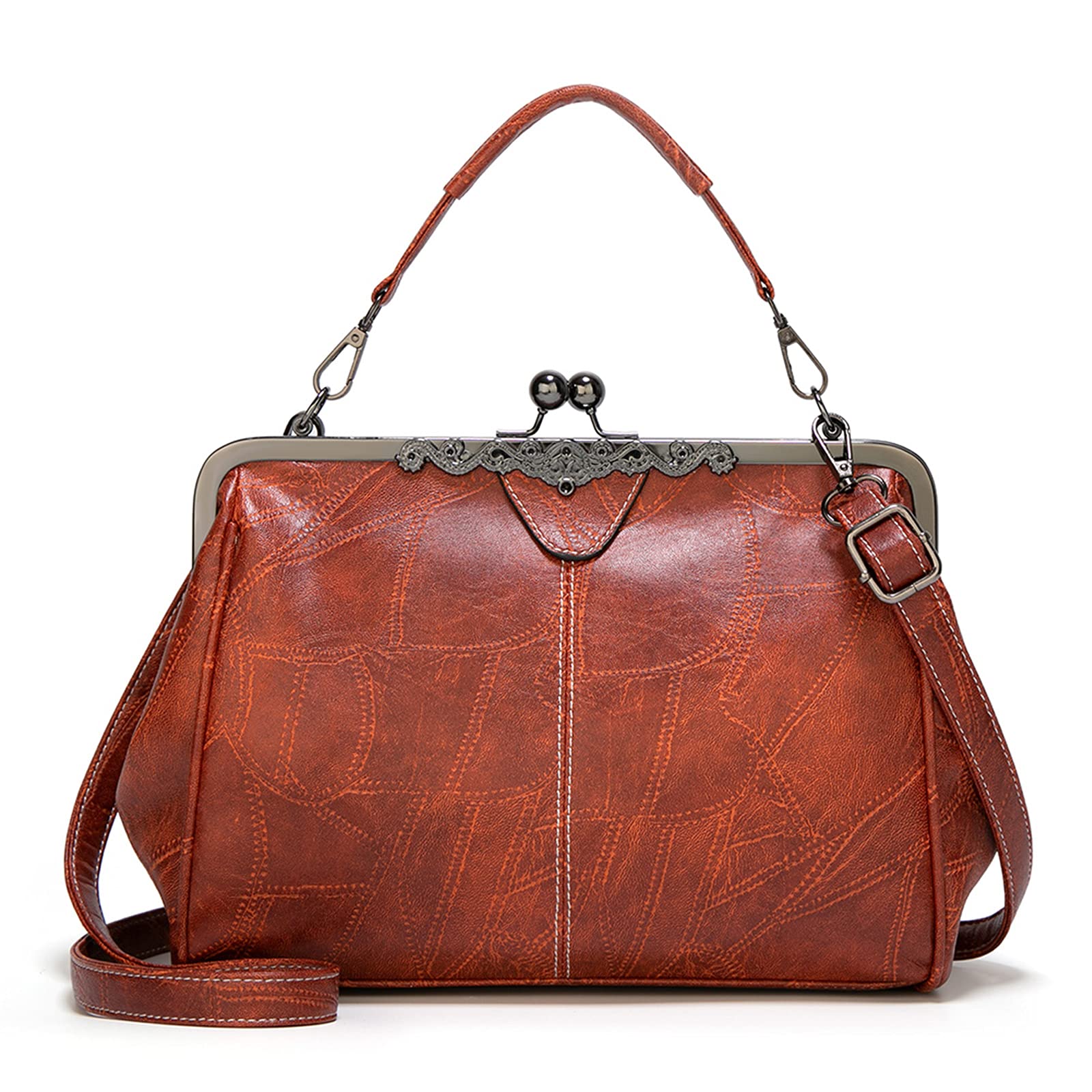 FANDARE Dames Handtassen Schoudertassen Clutch Elegante Waterdichte PU Lederen Portemonnee Grote Valise Pochette Top-handvat Snaps Vintage om te Winkelen Reizen Kantoor Zakelijk Roze