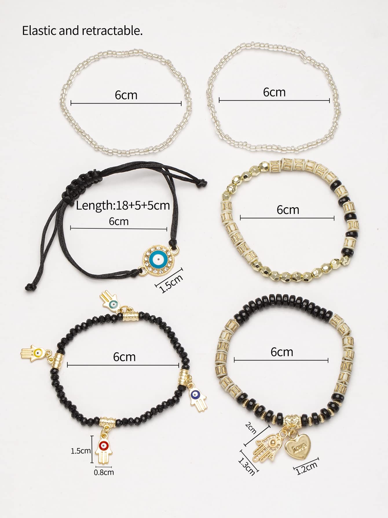 Stylish Evil Eye Multilayer Bangle Bracelet Black