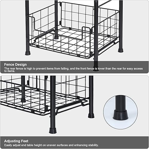 Miniatura 8 de Estante de baño de torre de metal de 3 niveles, organizador de almacenamiento independiente, estante de cesta de torre, unidad de muebles de metal