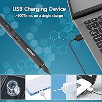 Vista 6 de MEIRUBY Encendedor eléctrico de velas largo electrónico, recargable por USB, arco, resistente al viento, encendedores sin llama para velas, camping