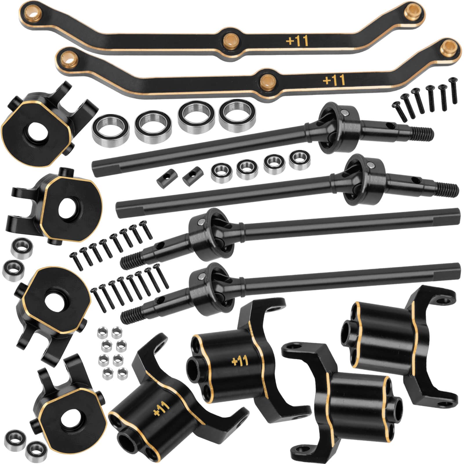RC Brass Axle widening (+11mm Wider on Each Side) Upgrades Part for 1/18 TRX4M,2 Front Axle,for 4wd (Front & Rear+11mm Wider on Each Side),BRCatWPark RC Brass Axle widening