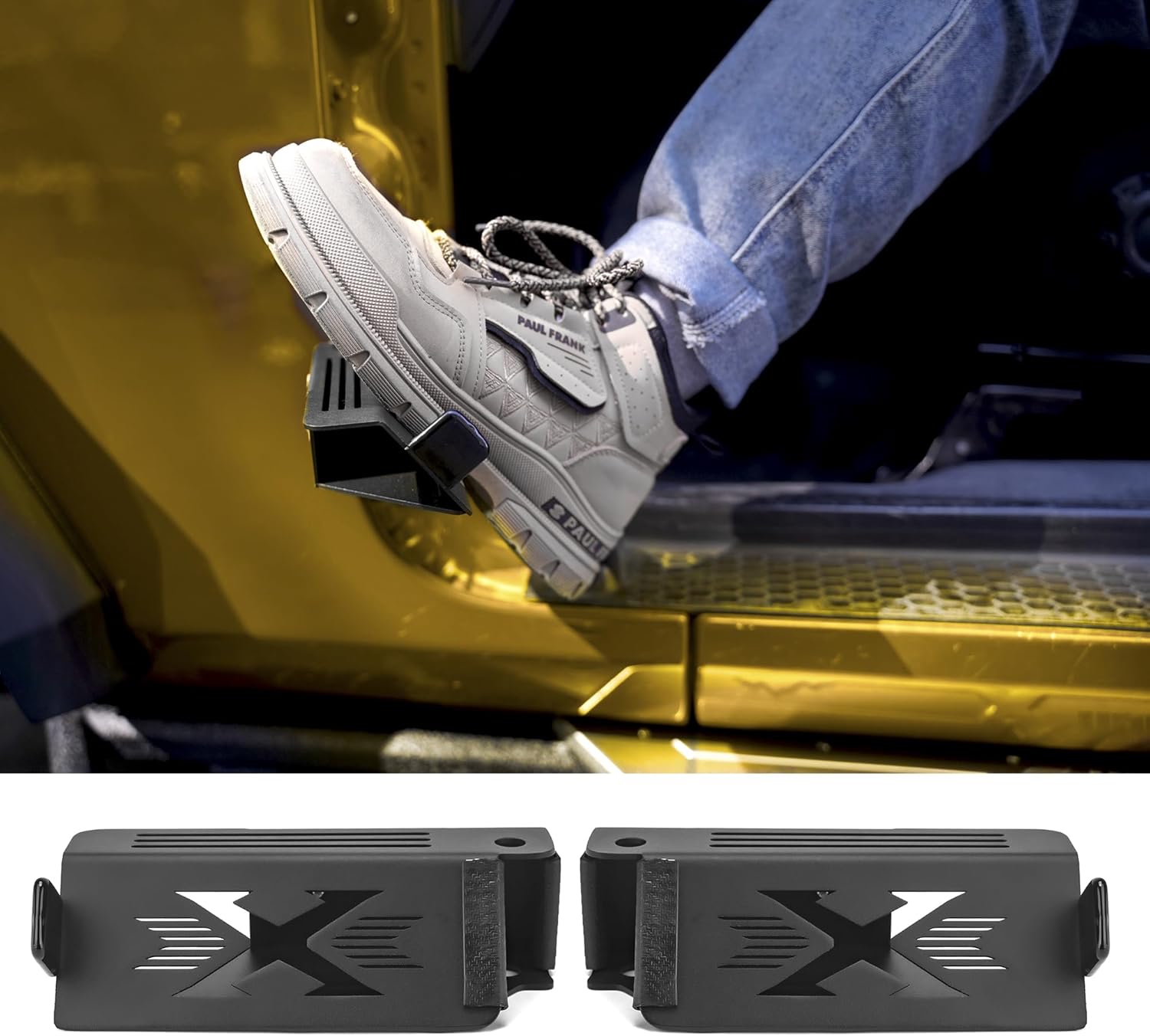 Door-Off Foot Pegs for Jeep Wrangler JK JL JT 2007-2025 & Gladiator JT 4XE, Rest Pedals with Door Hinge, Steel Foot Rests for 4 Door 2 Door Wrangler Accessories, 1 Pair