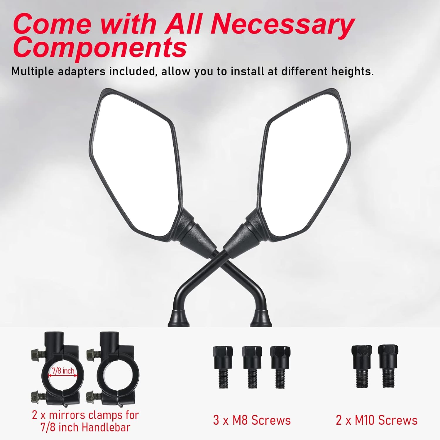 Motorcycle Mirrors, OFIG ATV Mirrors with 7/8" Handlebar Mount Compatible with Motorcycle Scooter Moped ATV Snowmobile Polaris Sportsman Dirt Bike Cruiser Chopper - Image 6