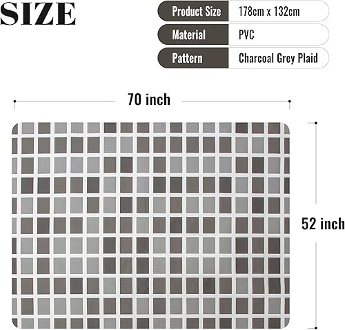 Vista 156 de FIFTY FEET Mantel rectangular de 70 x 52 pulgadas, mantel de vinilo con respaldo de franela para mesas rectangulares impermeable, cubierta de mesa