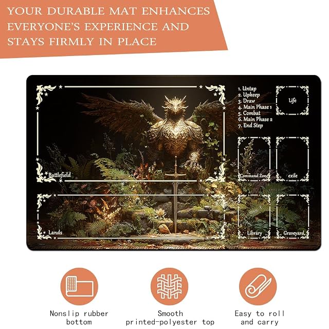 Foto 3 de 5 de Alfombra de juego para MTG, con almacenamiento impermeable Negro Tamaño 60 x 35 cm