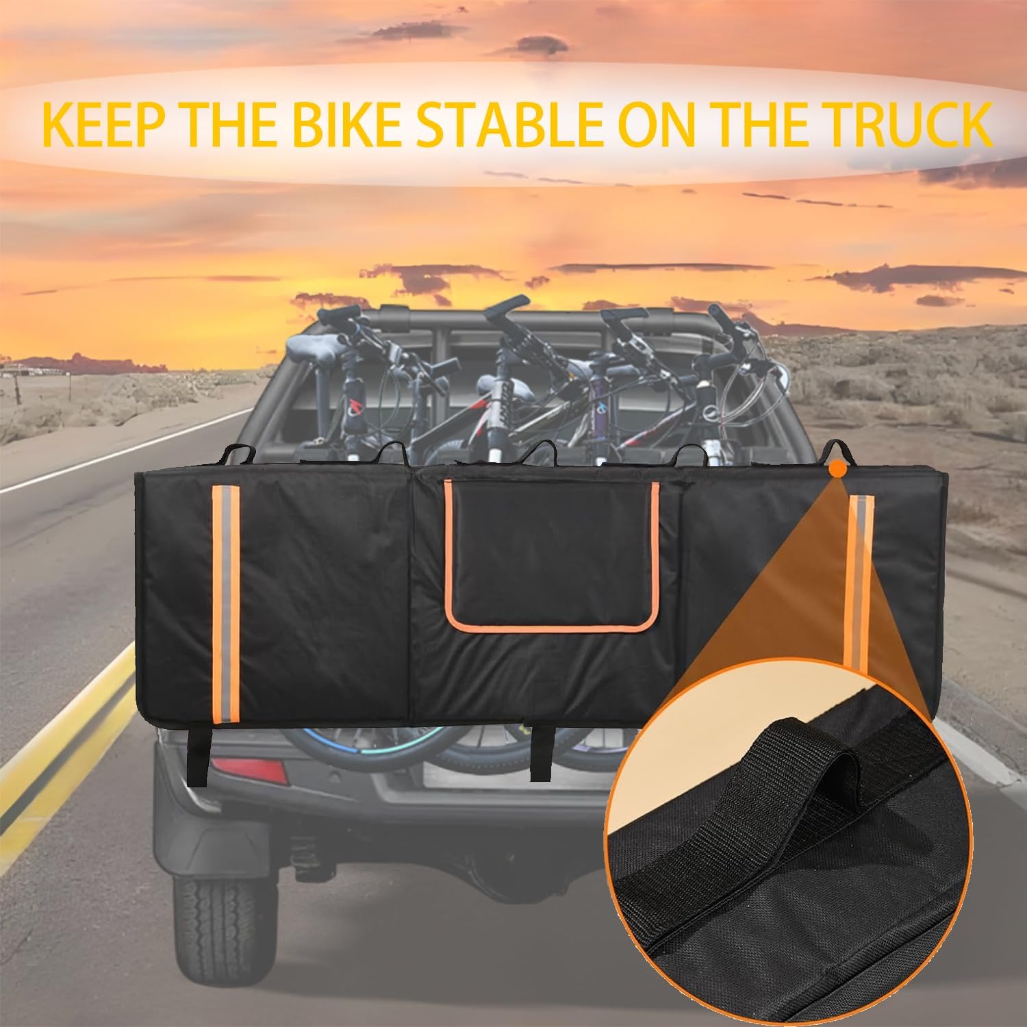 Truck Tailgate Bike Pad, Tailgate Pad for Mountain Bike, Tailgate Bike Pad with Tool Pocket, Bike Tailgate Protection Pad, 52 Inch Tailgate Cover for 5 Bikes