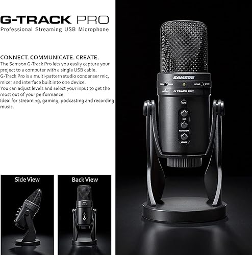 Miniatura 2 de Samson G-Track Pro - Micrófono de condensador USB de 24 bits con interfaz de audio con filtro G-Track Pro Pop y paño de limpieza, paquete de