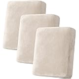 H.VERSAILTEX Velvet Stretch Couch Cushion Cover Plush Cushion Slipcover for Chair Loveseat Sofa Cushion Furniture Protector Seat Cushion Sofa Cover (3 Piece Sofa Cushion Covers, Ivory)
