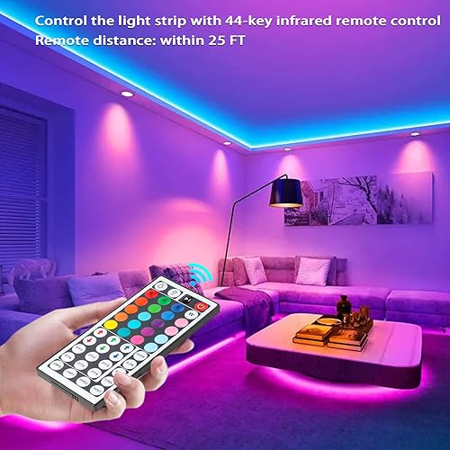 Miniatura 2 de Yiliaw Paquete de 2 tiras de luz LED RGB de 44 teclas, control remoto inalámbrico, atenuador de intensidad infrarroja de repuesto, para tira de luz