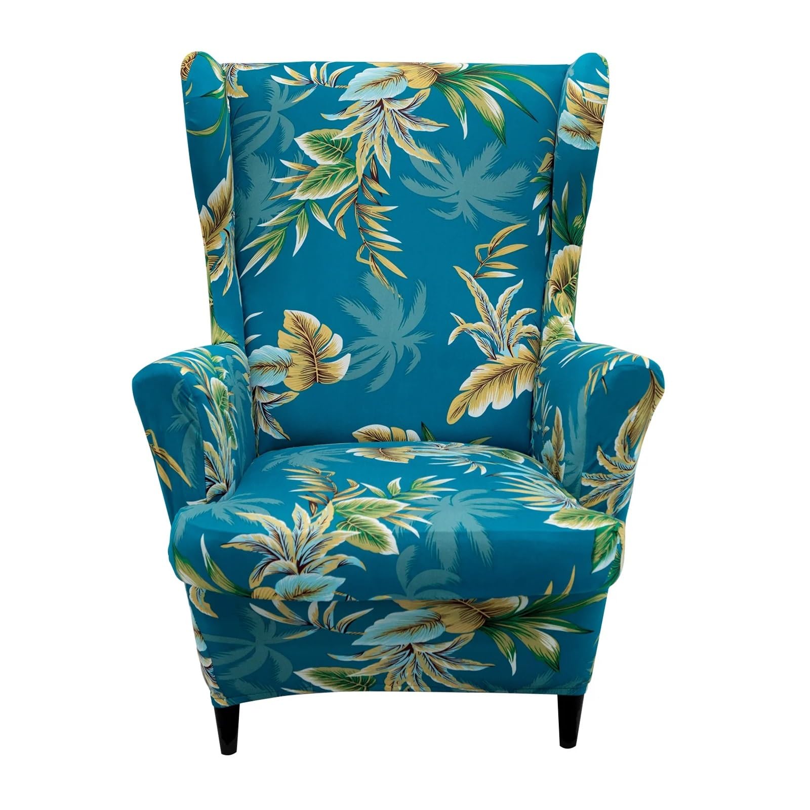 GCYEIDMA Wing Chair Slipcover Stretch Wingback Sofa Slipcover Floral Print Armchair Protector Couch Wing Chair Slipcovers Sloping Arm Back Covers(Color3)