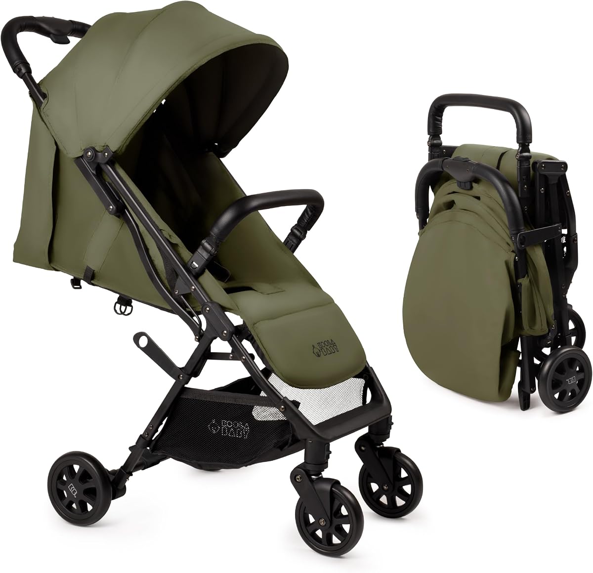 Lightweight Travel Stroller for Baby & Toddlers - Easy Fold & Compact Stroller with Canopy, Storage Basket, Multi-Position Recline & Convenient One-Hand Fold (Green)