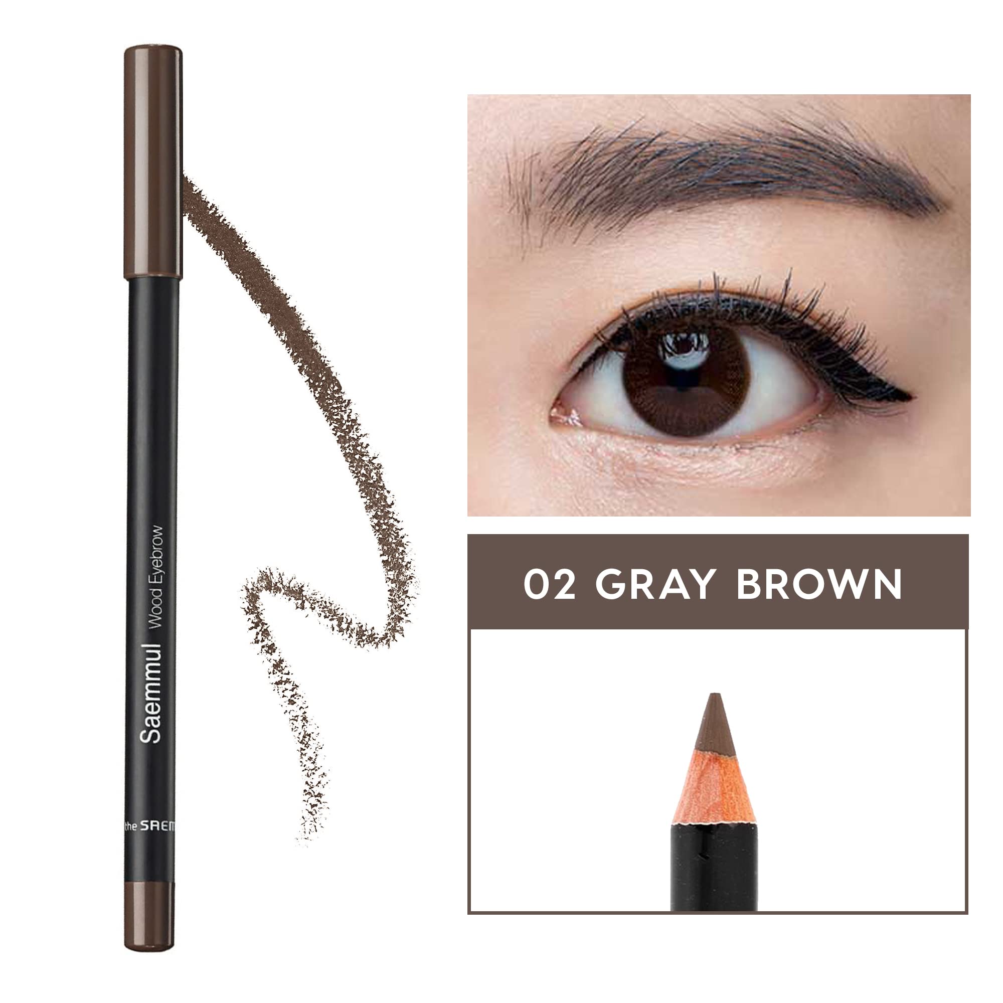 The Saem Doğal Görünüm Sunan Kaş Kalemi - Saemmul Wood Eyebrow - Gray Brown