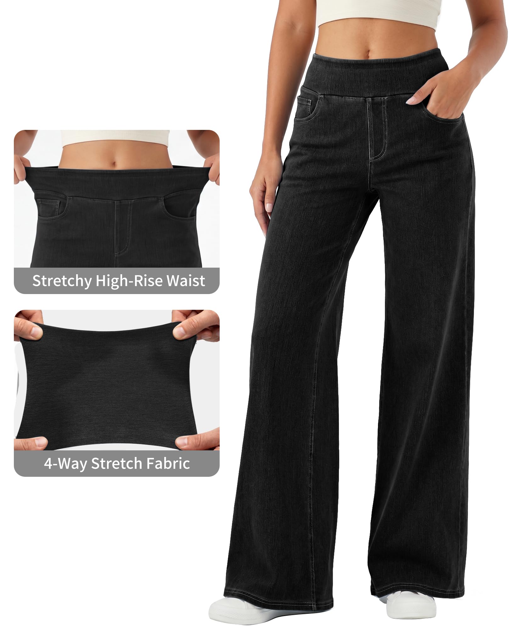LaiEr Vaqueros Pierna Ancha para Mujer,con Efecto Reductor Abdominal y Corte Recto Holgado. Ideales para el Ocio y Fitness.Tejido de Denim Elástico a la Moda,Sin Efecto Desgastado ni Bigotes