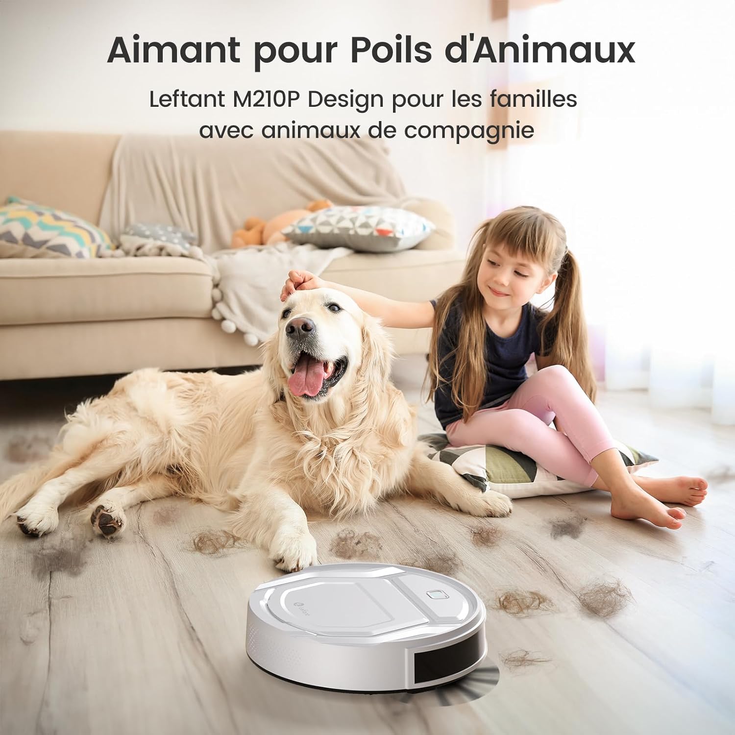 Lefant Aspirateur Robot, Robot Aspirateur Autonomie Mince Silencieux, Connecté avec WiFi/Alexa/App, 3 Modes d'aspirations, Programmable, Idéal pour Les Poils d'animaux Tapis Sols Durs, M210 Blanc Product Image