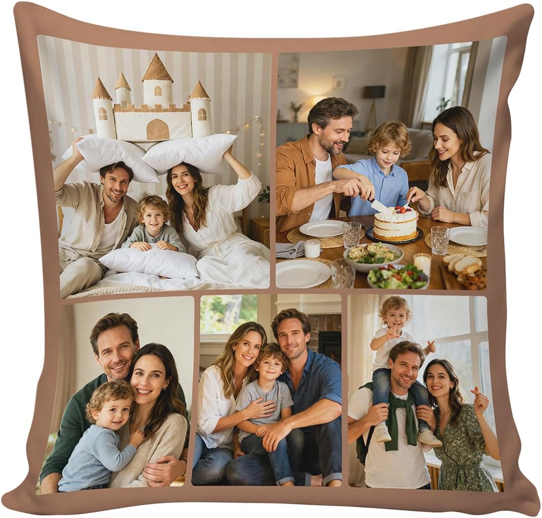 Custom4U Custom Pillow with Picture & Text Two-Sides Customized Photo Pillowcase Personalized Pillowcover Hoom Decor Love Gifts for Adults Kids Pets (Optional Pillow Insert)