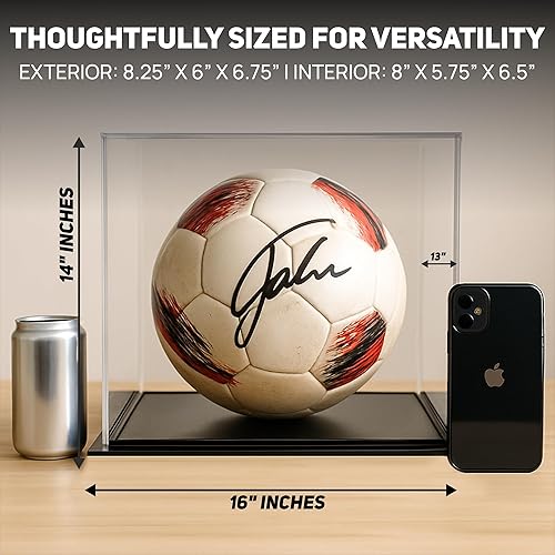 Vista 552 de Better Display Cases Versátil vitrina de acrílico transparente - Caja rectangular grande con base blanca 18" x 12" x 3" (BK09)