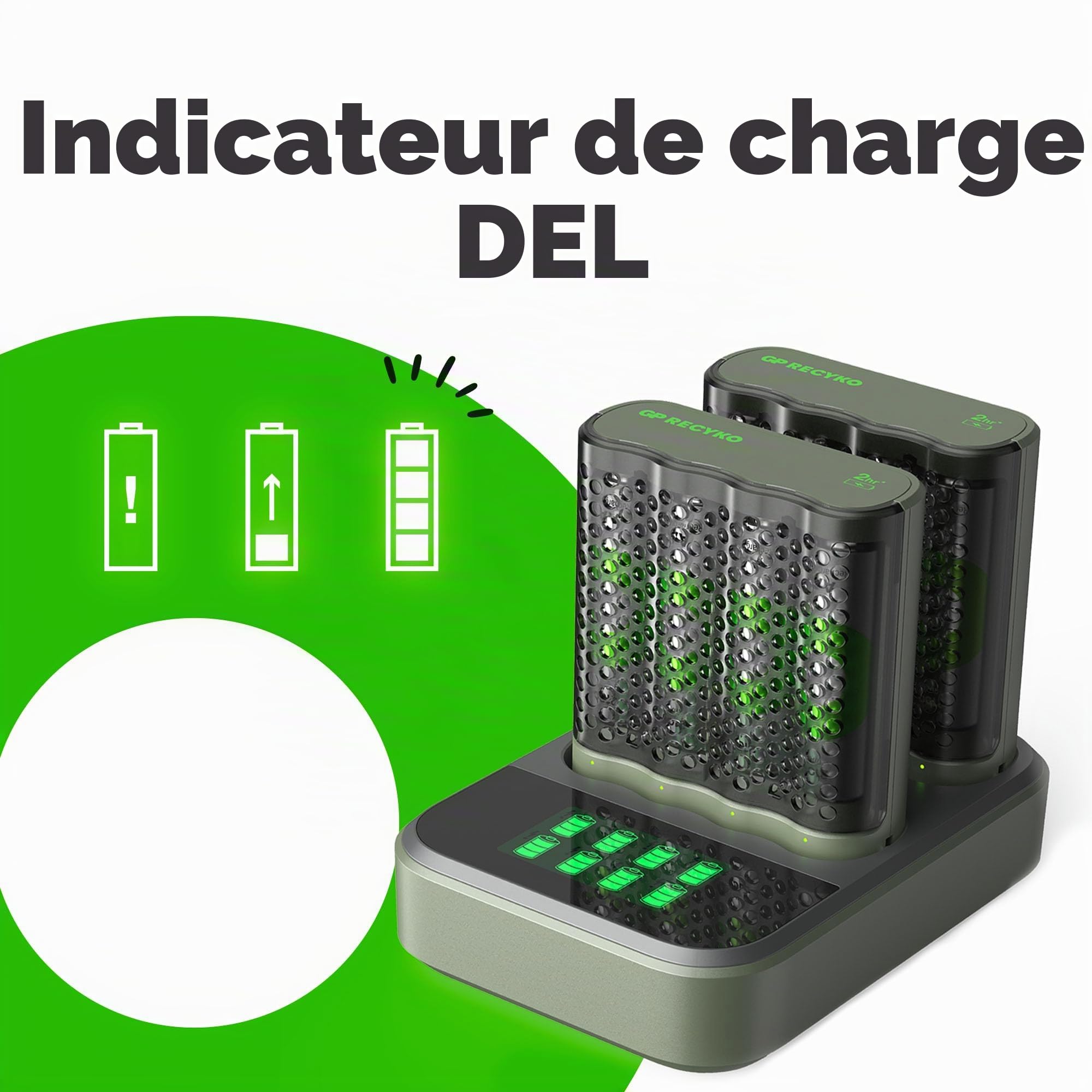 GP ReCyko GP M452 Station d'accueil USB avec 2 chargeurs de Batterie USB, 8 Piles ReCyko AA 2600 mAh, Chargeur de Batterie AAAAA, avec voyants LED et Station d'accueil