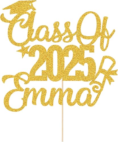 Decoración personalizada para tartas de felicitaciones, sombrero de graduación para estudiantes de clase 2023, tarjeta de purpurina de doble cara,