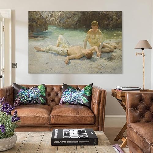 Miniatura 3 de Henry Scott Tuke - Póster decorativo de calor del mediodía, arte de pared para sala de estar, dormitorio, 12 x 18 pulgadas (11.8 x 17.7 in)