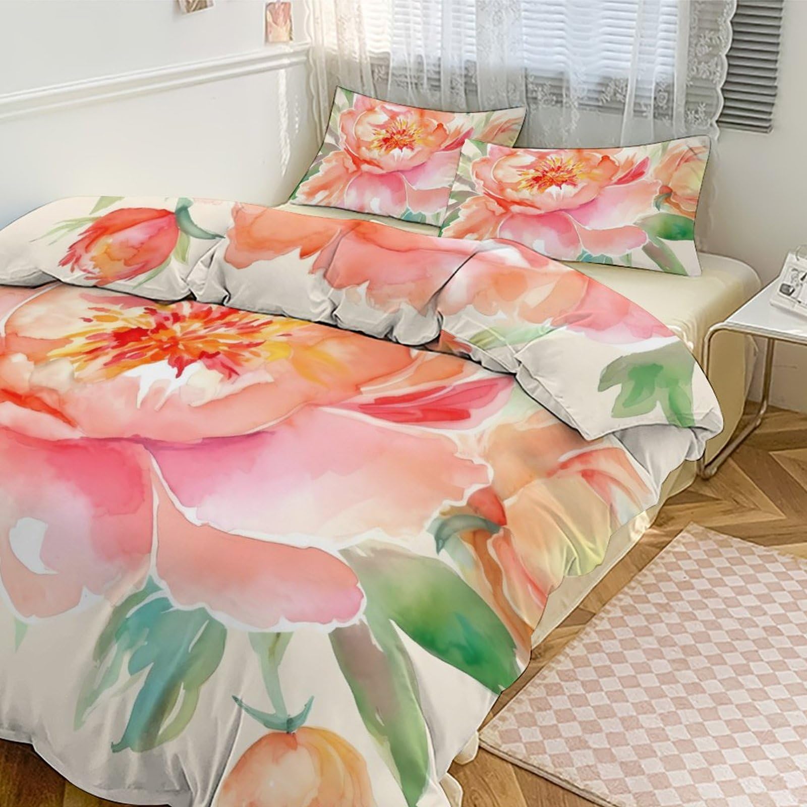 Parure de lit microfibre douce anti-plis et thermorégulatrice pour toutes saisons