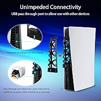 Vista 3 de NexiGo PS5 Accessories Ventilador de refrigeración con luz LED tanto para discos como ediciones digitales sistema de refrigeración eficiente soporte