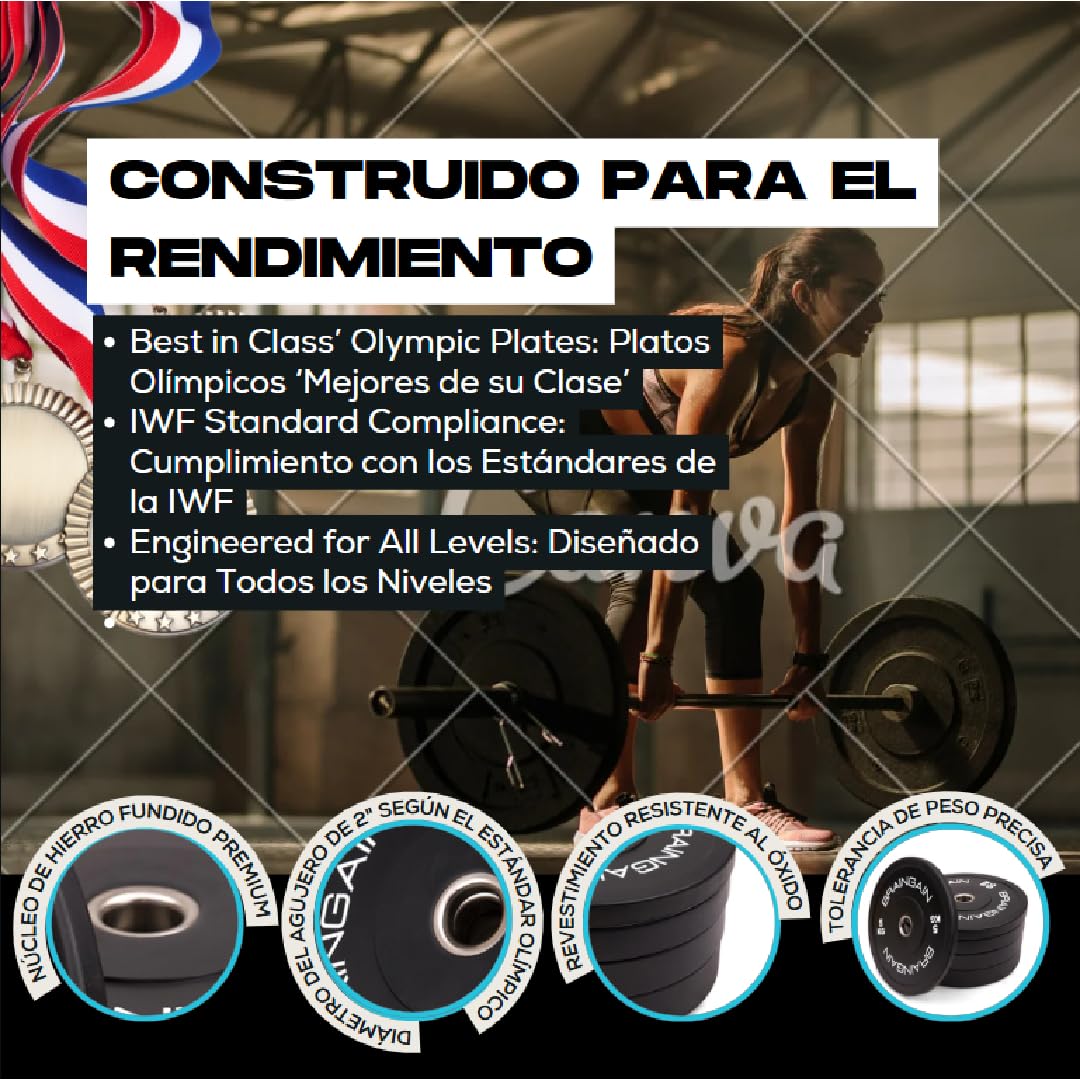 Discos de parachoques olímpicos - Discos de 2" para entrenamiento de fuerza con barra y levantamiento de pesas - 1,5 kg, 2,5 kg,5 kg,10 kg,15 kg,20 kg,25 kg,100 kg,150 kg