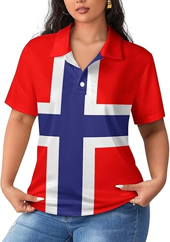 Flag Polo-Shirts for Women,V-Neck Classic Tops for Women,Summer Collar Tops Short Sleeve Work Blouses