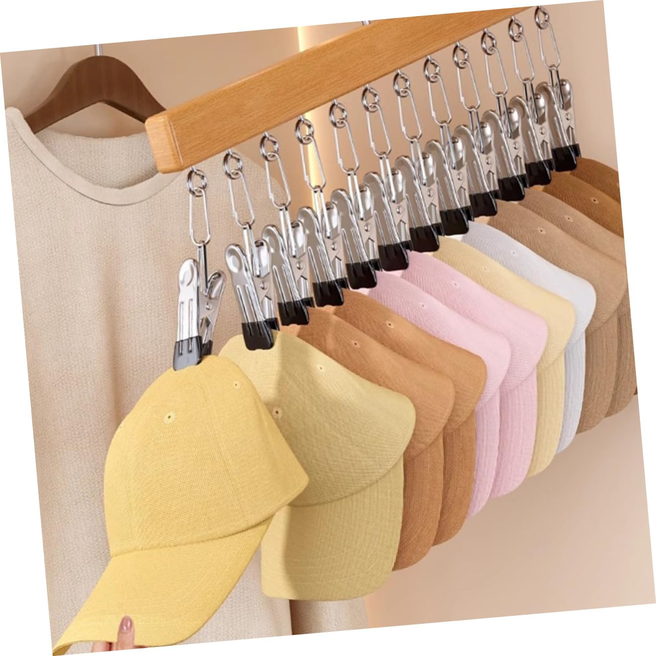Gatuida 2piezas Estante De Almacenamiento Organizador De Clips para Sombreros Perchero Multifuncional para Colgar Toallas Armario Organizador De Gorras De Béisbol Material