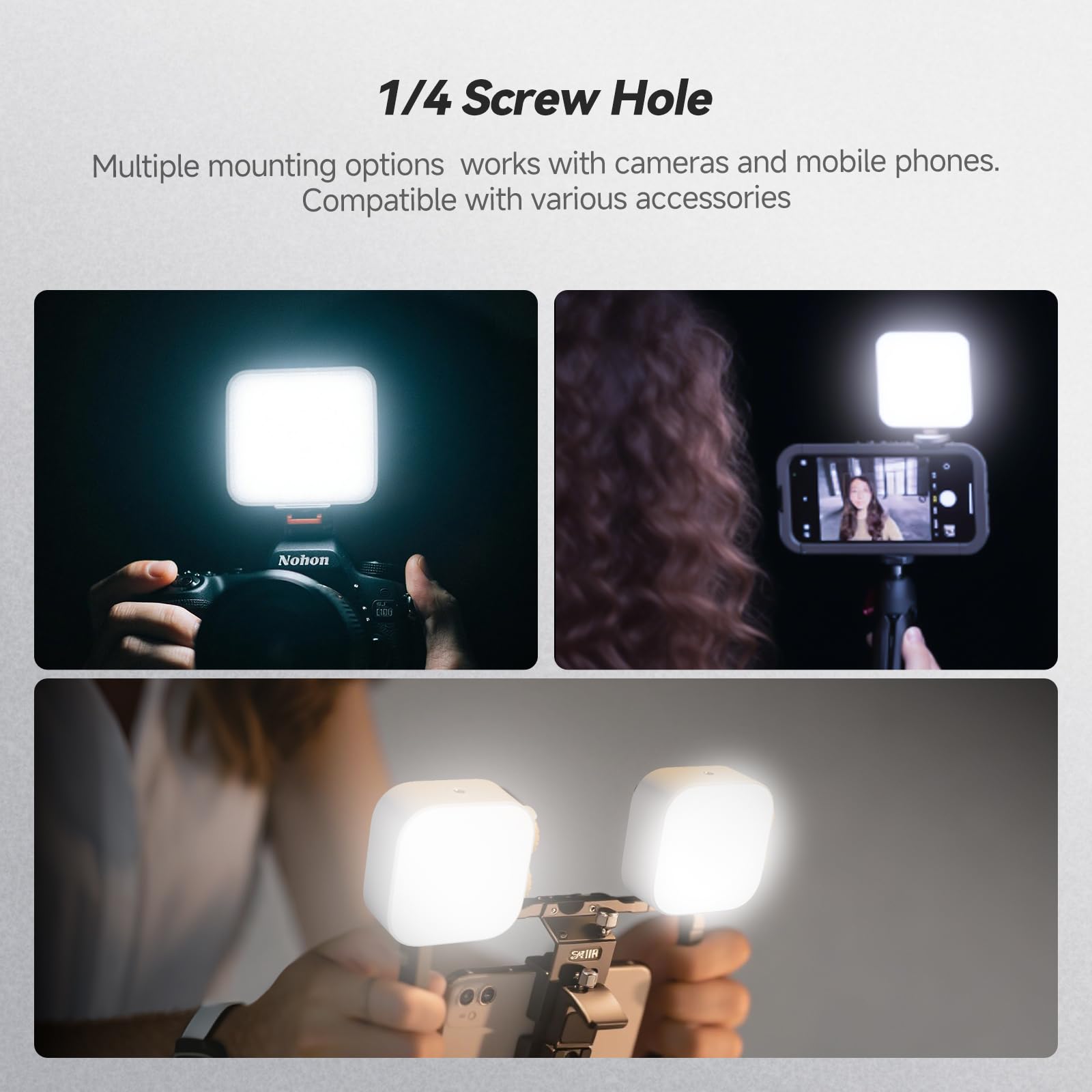 Photoolex Tofu RGB Bianco Faretto LED Compatto e Portatile per Foto e Video | CRI96+, temp 2500K-9900K, batteria ricaricabile 2000mAh, magnete vite 1/4", 21 effetti foto vlog stream videoconferenze