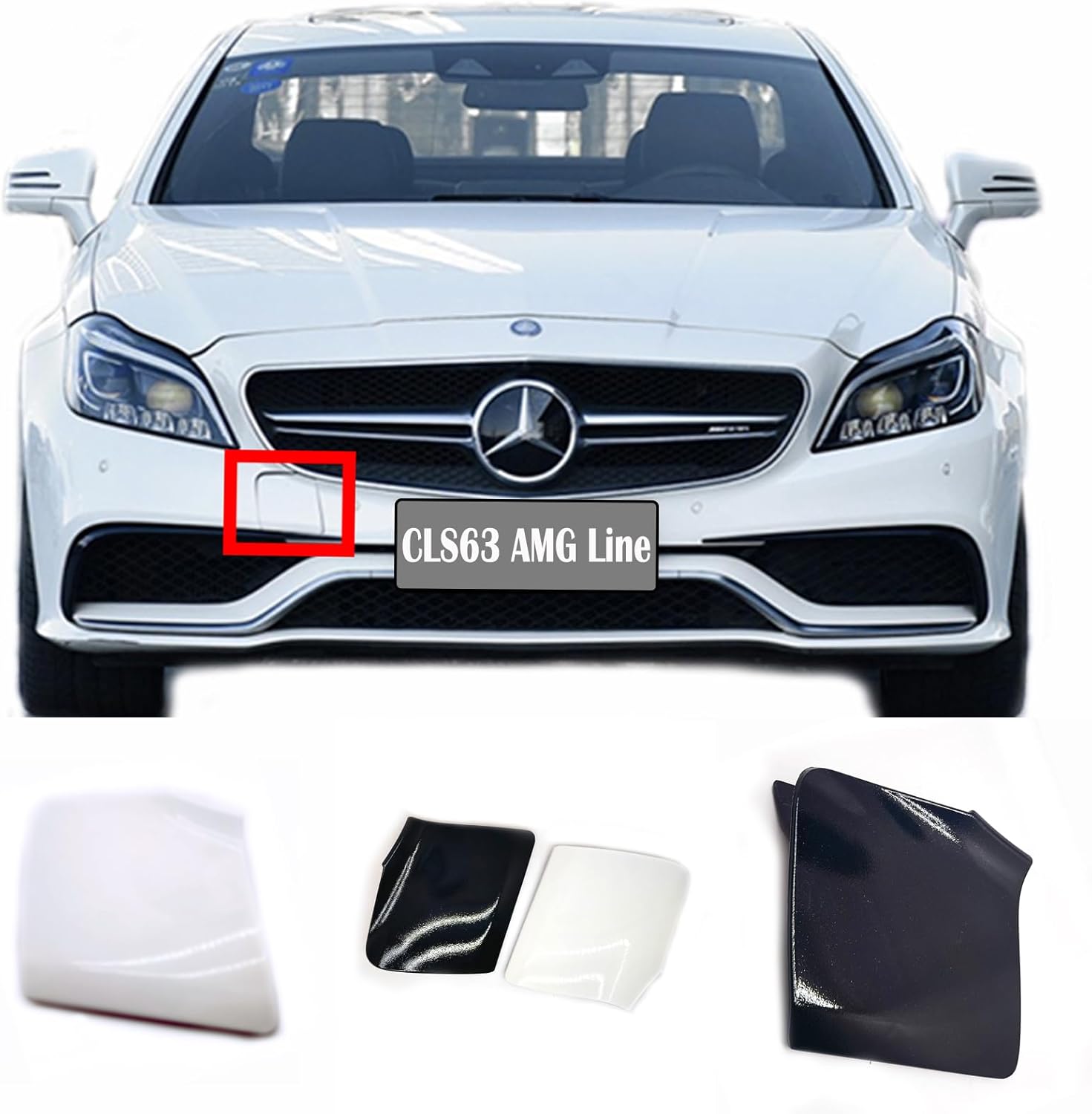 Front Tow Cover for 14-18 Mercedes-AMG CLS W218 AMG Line Fit 63AMG CLS63AMG CLS63S CLS63 CLS 63 AMG S-Modell 4Matic 2014 2015 2016 2017 2018 Coupe SUV Bumper Hook Eye Cap Black