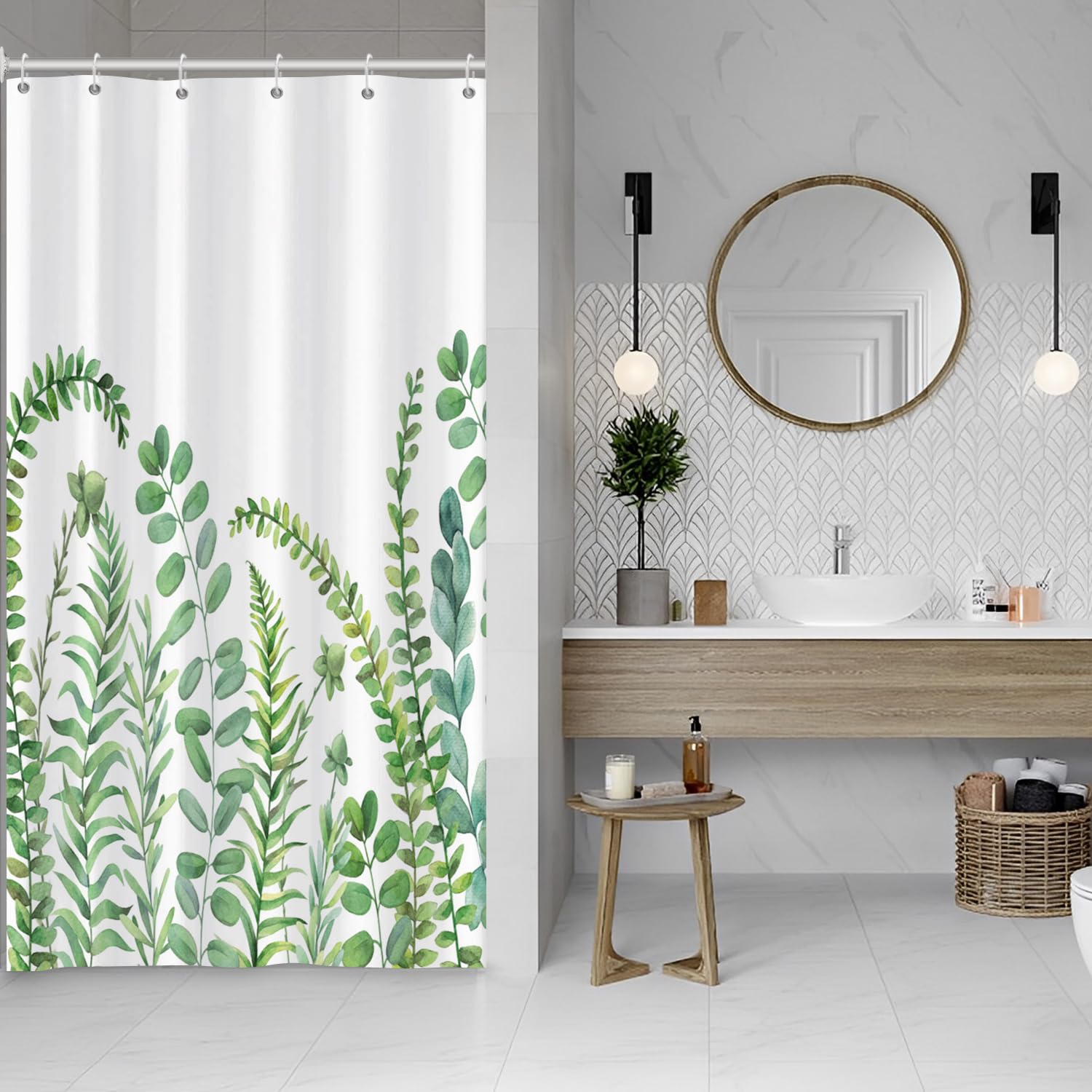 ASDCXZ Green Leaves Shower Curtain 90x180 cm