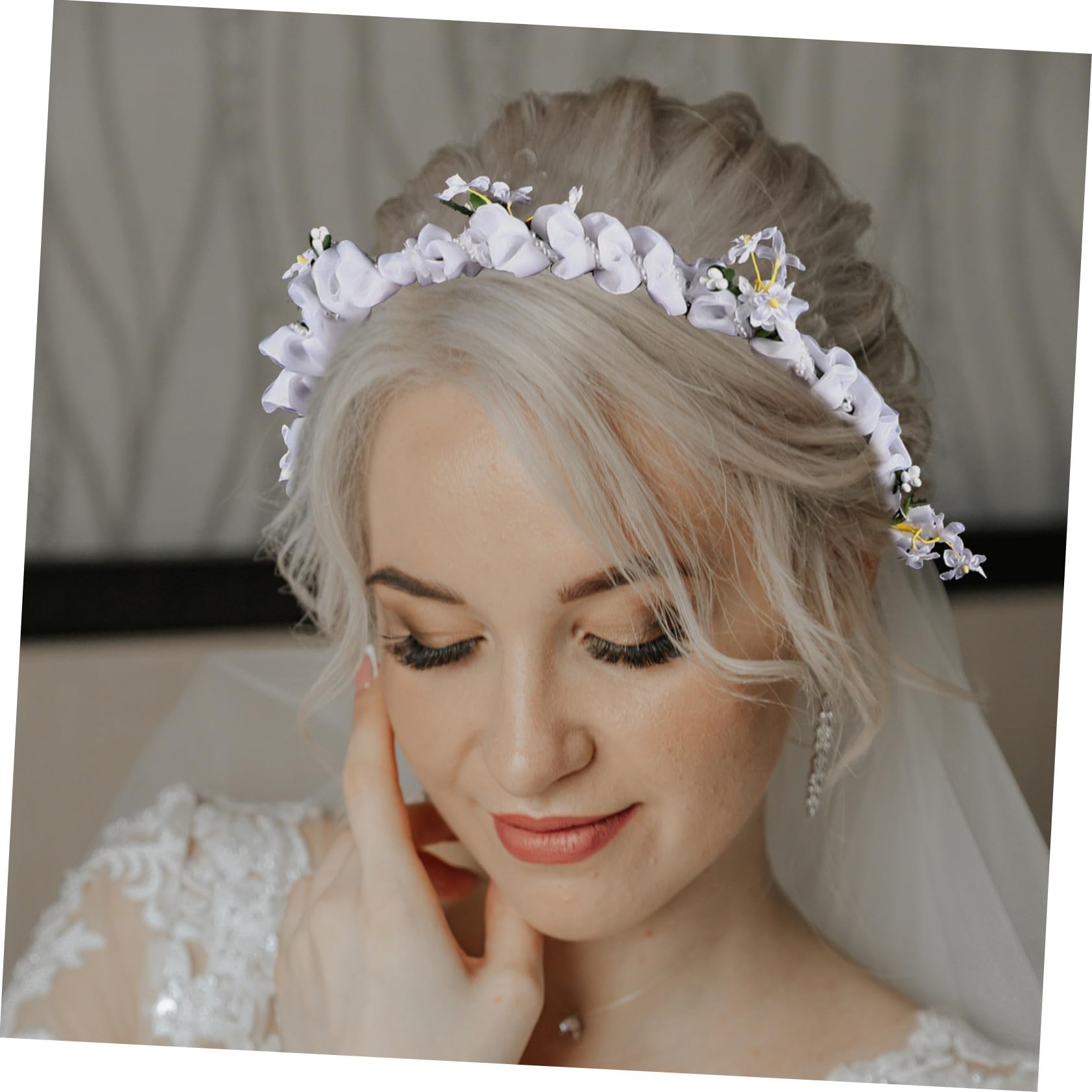 VICASKY 4 Pezzi Sposa con Artificiale e Fascia Matrimonio con Fiori Realistici Accessorio per e Nozze