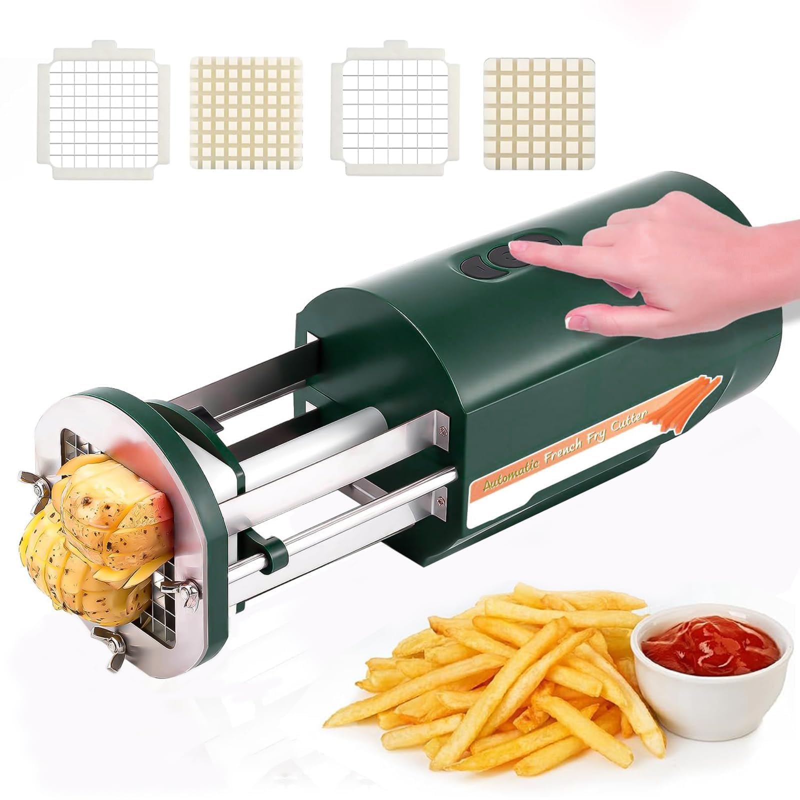 Cortador eléctrico de Patatas Fritas, rebanador de Verduras Comercial de Acero Inoxidable con Dos Cuchillas para Cocina y Restaurante, Cortador de Frutas y Verduras Comercial.