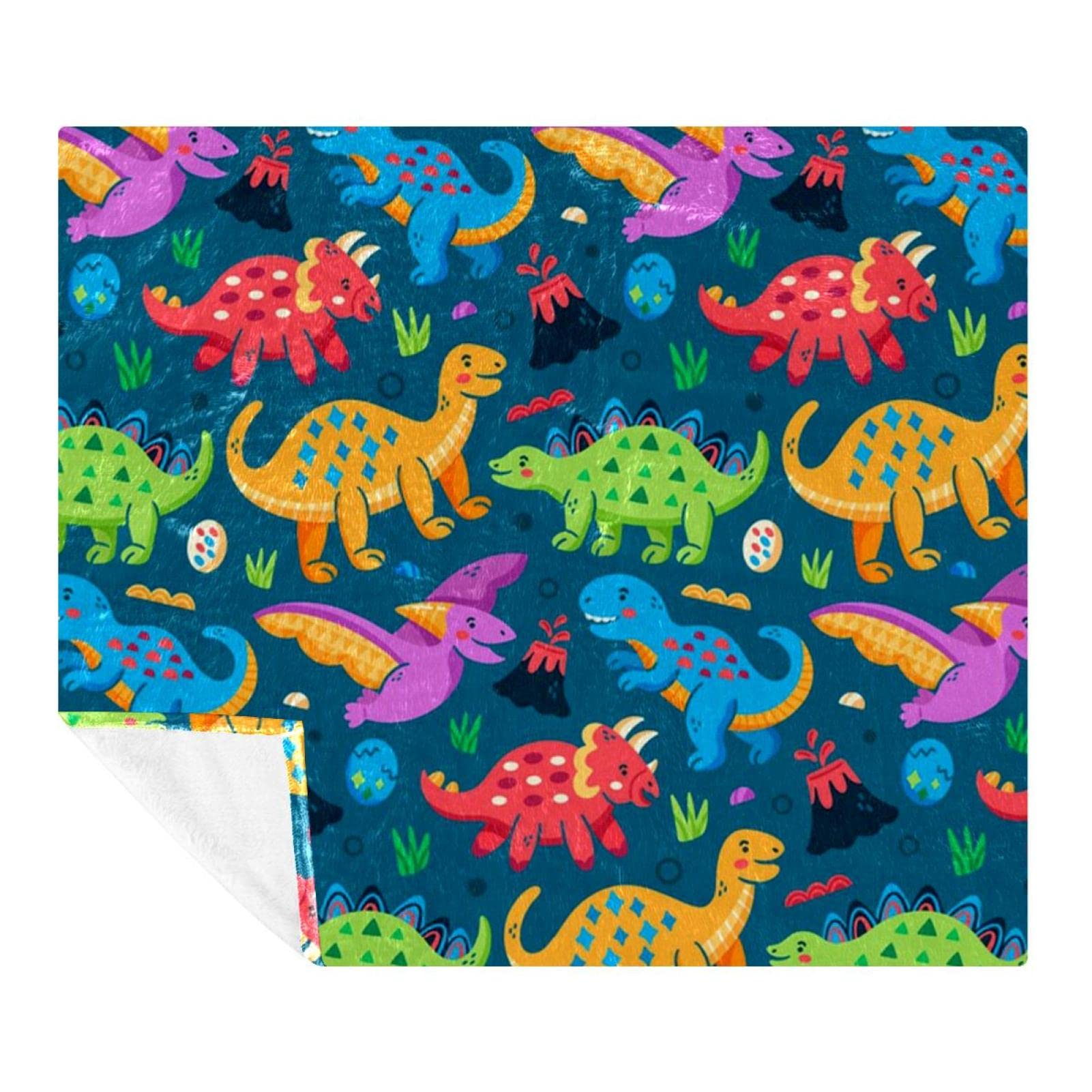 Couverture dinosaure polaire microfibre 150x130 pour lit enfant et adulte