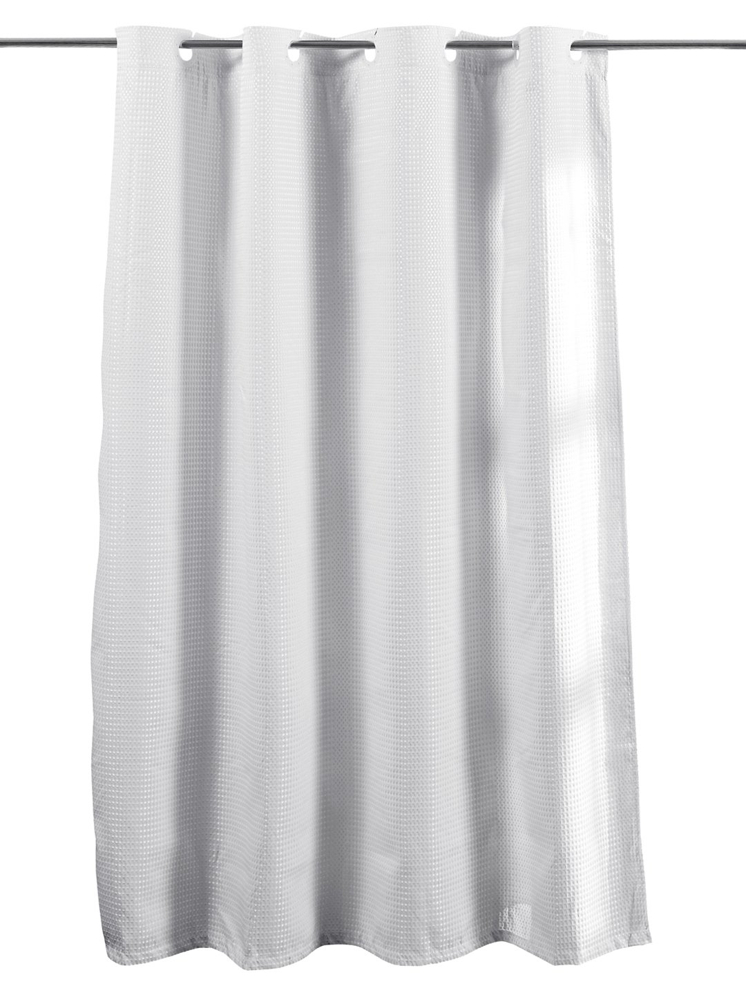 Obsessions Jacquard Hookless Shower Curtain with Liner, Magnetic Weight in-Liner, Rust Resistant Eyelets 180X200cm_White