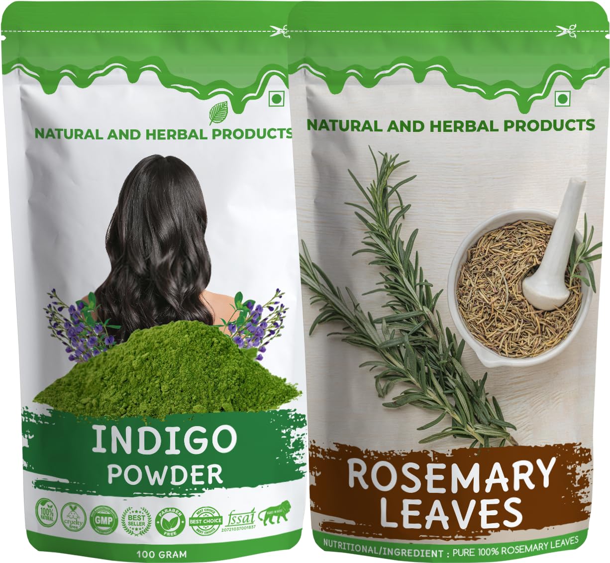 Indigo Powder & Rosemary Leaves Powder Combo | 100% Natural Herbal Hair Care | Chemical-Free Hair Coloring & Hair Growth Support | 100 g Each (Pack Of 2)-picture-33