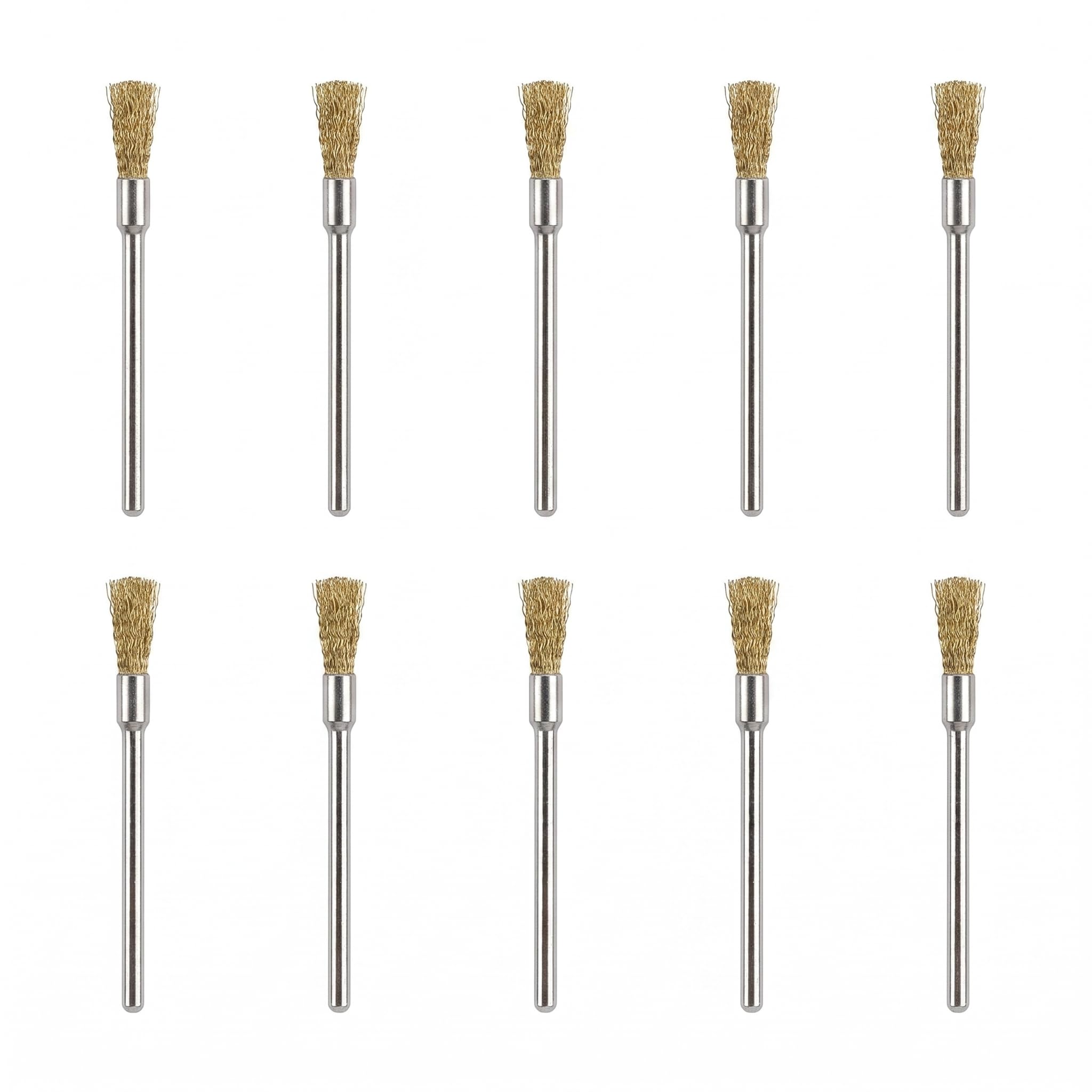 LKTFATD 10 Pcs Brass Wire Brush for Drill, 3mm Shank, 8mm Head, Rust Removal and Deburring Brush Set for Hand Drills, Drill Presses and Rotary Tools