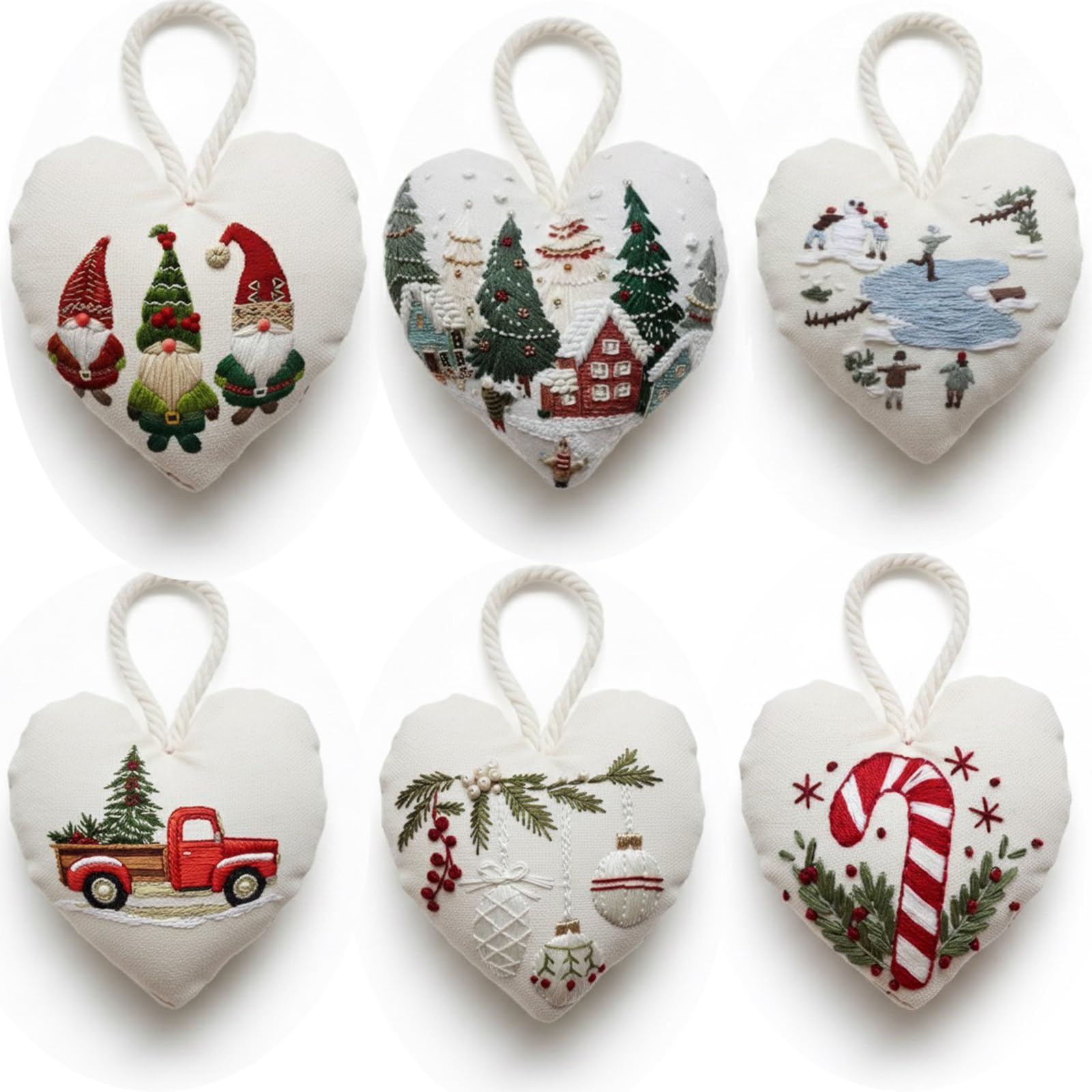 Amazon | TenDawn クリスマス刺繍オーナメントキット、ハート型
