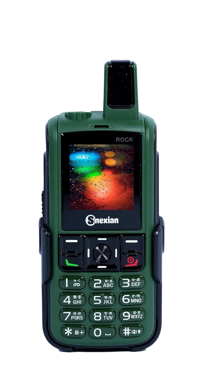 Snexian All-New Rock Power MAX Unique Design Dual Sim |Keypad Mobile| with 1.8″ Display | Voice Changer | Call Recording | Big Battery | Wireless FM | Digital Camera | Feature Phone | Torch | Green